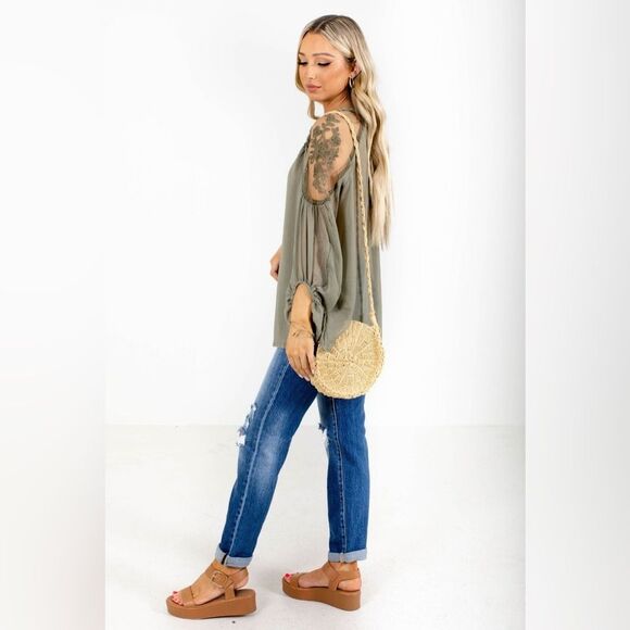 NWT Hayden Los Angeles Women’s Olive Green Size Small Blouse - Picture 5 of 11